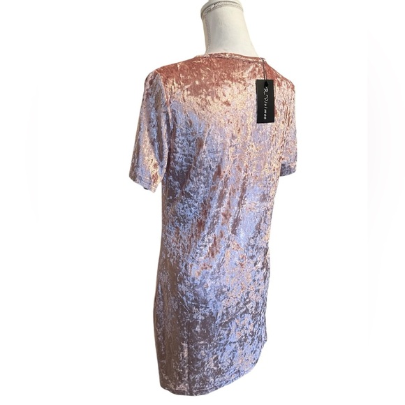 R. Vivimos Pink Velvet Mini T-Shirt Short Sleeve Women’s Dress Medium NWT - Picture 3 of 11